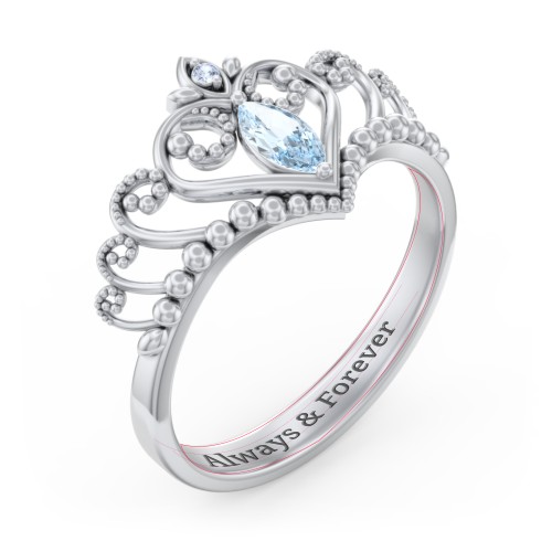 Heart Tiara Ring with Marquise Gemstone