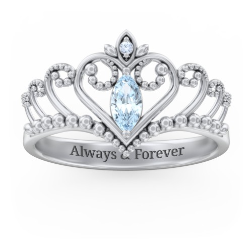 Heart Tiara Ring with Marquise Gemstone