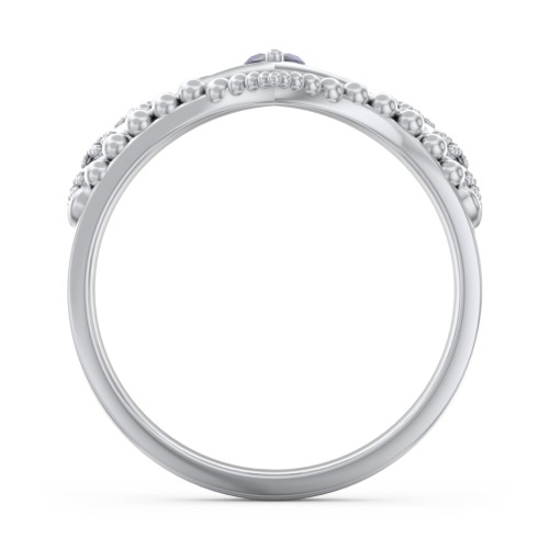 Heart Tiara Ring with Marquise Gemstone – Sterling Silver with Blue Sapphire and Fancy Blue Premium Zirconia