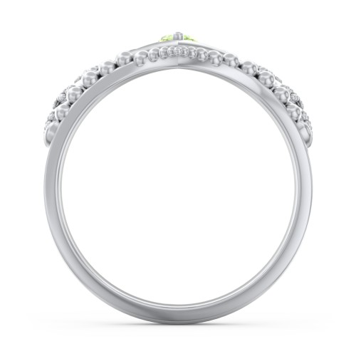 Heart Tiara Ring with Marquise Gemstone – Sterling Silver with Peridot and Fancy Yellow Premium Zirconia