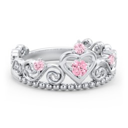 Multi Gemstone Tiara Ring with Scroll and Bead Detailing