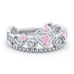 Multi Gemstone Tiara Ring with Scroll and Bead Detailing