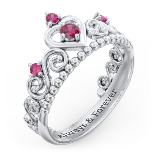 Multi Gemstone Tiara Ring with Scroll and Bead Detailing