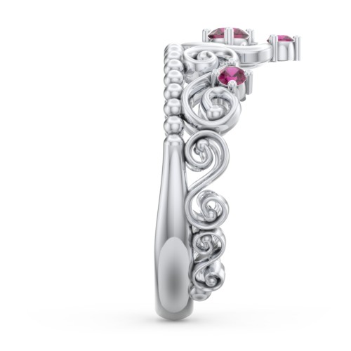 Multi Gemstone Tiara Ring with Scroll and Bead Detailing