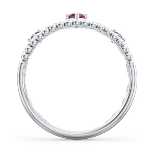 Multi Gemstone Tiara Ring with Scroll and Bead Detailing