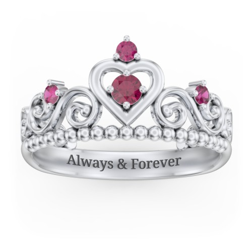 Multi Gemstone Tiara Ring with Scroll and Bead Detailing