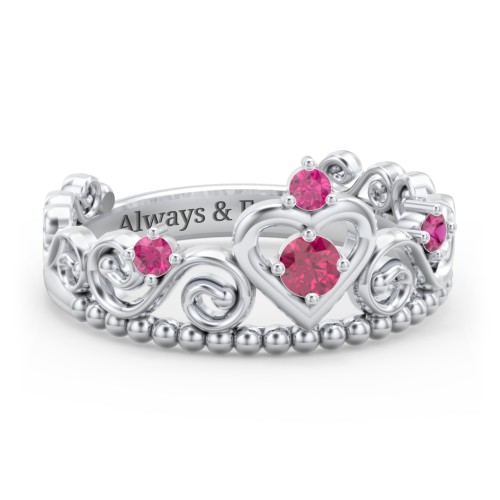 Multi Gemstone Tiara Ring with Scroll and Bead Detailing