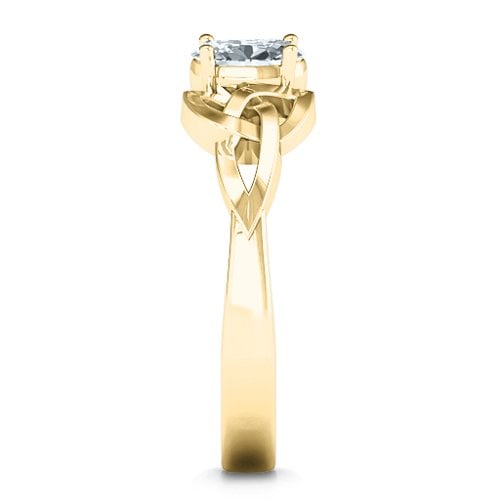 Trinity Knot Oval Gemstone Ring – 9kt Yellow Gold with Diamond