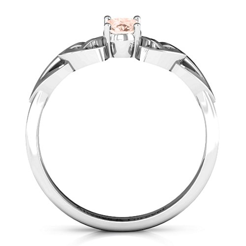 Trinity Knot Oval Gemstone Ring – Sterling Silver with Morganite