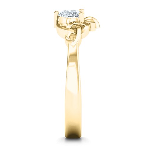 Trinity Knot Heart Crown Ring – 9kt Yellow Gold with Cubic Zirconia