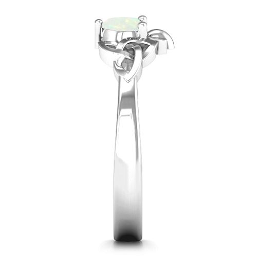 Trinity Knot Heart Crown Ring – Sterling Silver with Opal