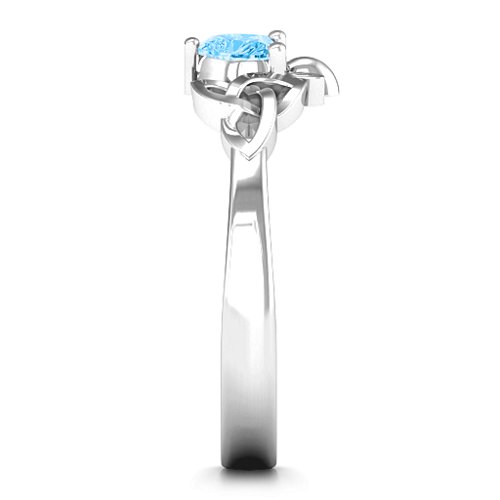 Trinity Knot Heart Crown Ring – Sterling Silver with Blue Topaz