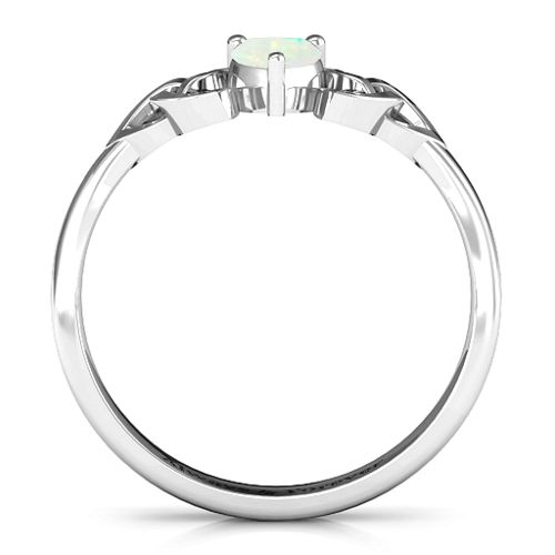Trinity Knot Heart Crown Ring – Sterling Silver with Opal