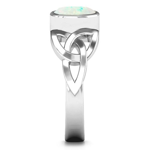 Trinity Knot Ring With Bezel-Set Oval Stone