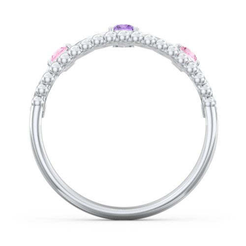 Like A Dream Tiara Ring – Sterling Silver with Pink Tourmaline and Amethyst