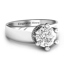 Radiant Royal Crown Ring in 925 Sterling Silver with White Premium Zirconia