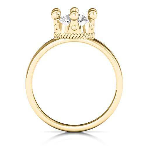 Radiant Royal Crown Ring – 9kt Yellow Gold with White Premium Zirconia