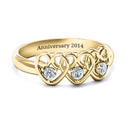 Three's Company Triple Heart Gemstone Ring