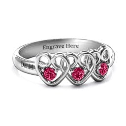 Three's Company Triple Heart Gemstone Ring