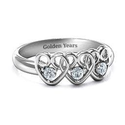 Three's Company Triple Heart Gemstone Ring
