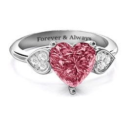 9mm Heart Brilliance Cubic Zirconia Ring with Heart-Set Accents