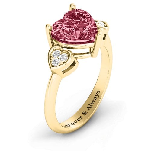9mm Heart Brilliance Cubic Zirconia Ring with Heart-Set Accents
