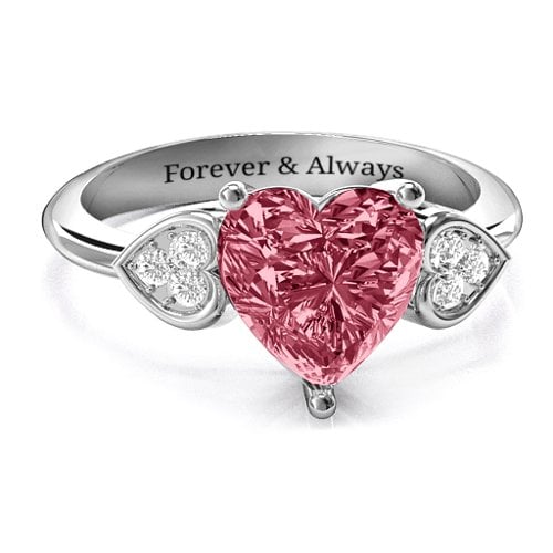 9mm Heart Brilliance Cubic Zirconia Ring with Heart-Set Accents
