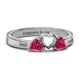 Sparkling Sweethearts Two-Stone Ring in 925 Sterling Silver with Ruby