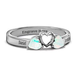 Sparkling Sweethearts Two-Stone Ring in 925 Sterling Silver with Opal