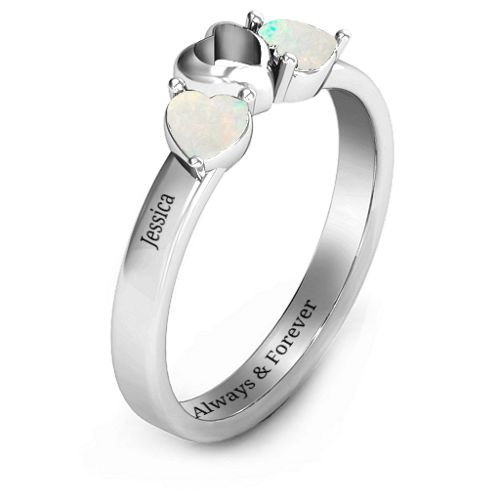 Sparkling Sweethearts Two-Stone Ring – Sterling Silver with Opal