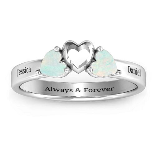 Sparkling Sweethearts Two-Stone Ring – Sterling Silver with Opal