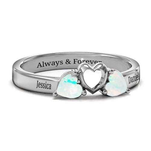 Sparkling Sweethearts Two-Stone Ring – Sterling Silver with Opal