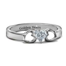 Darling Heart Wraparound Ring in 925 Sterling Silver with Cubic Zirconia, Amethyst Premium Zirconia, Red Premium Zirconia, and Amethyst