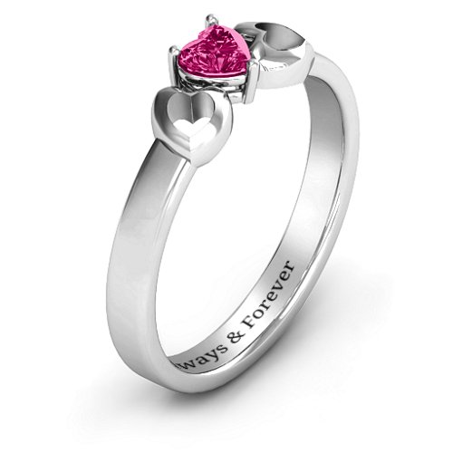 Darling Heart Wraparound Ring – Sterling Silver with Ruby