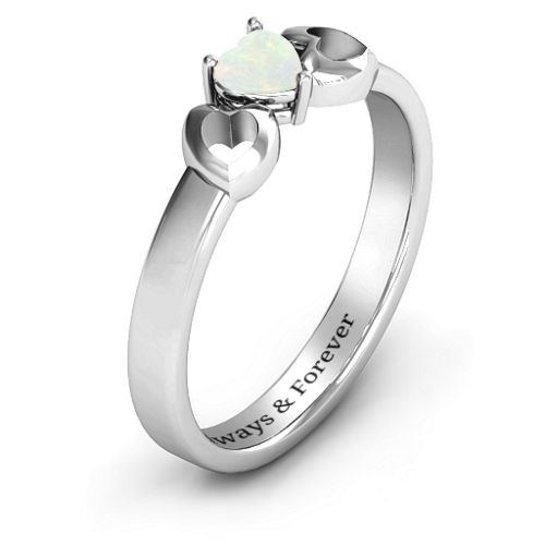 Darling Heart Wraparound Ring – Sterling Silver with Opal