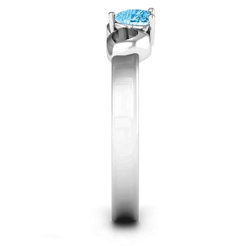Darling Heart Wraparound Ring – Sterling Silver with Blue Topaz