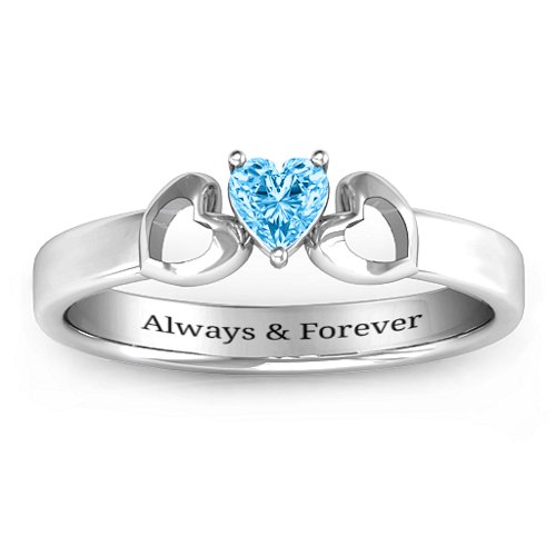 Darling Heart Wraparound Ring – Sterling Silver with Blue Topaz
