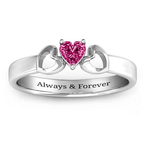 Darling Heart Wraparound Ring – Sterling Silver with Ruby