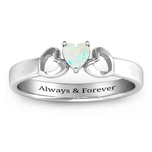 Darling Heart Wraparound Ring – Sterling Silver with Opal