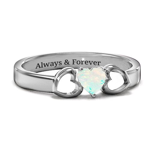 Darling Heart Wraparound Ring – Sterling Silver with Opal