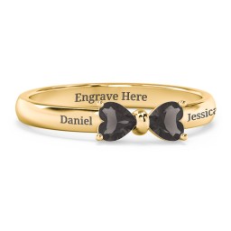 Adorable Bow Ring in 18K Gold Plated Silver with Smokey Quartz