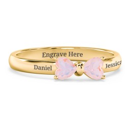 Adorable Bow Ring in 18K Gold Plated Silver with Opal