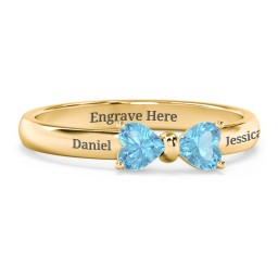 Adorable Bow Ring in 18K Gold Plated Silver with Blue Topaz