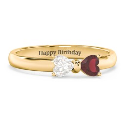 Adorable Bow Ring in 18K Gold Plated Silver with Cubic Zirconia and Garnet