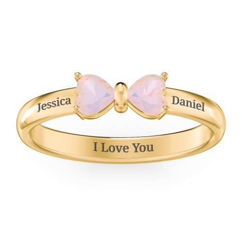 Adorable Bow Ring – 18K Gold Plated Silver with Opal