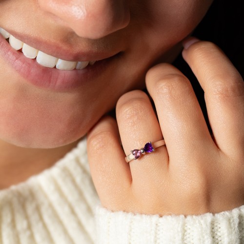 Adorable Bow Ring – Sterling Silver with Cubic Zirconia and Garnet