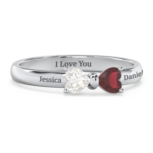 Adorable Bow Ring – Sterling Silver with Cubic Zirconia and Garnet