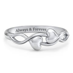 Engravable Initial Heart and Infinity Ring