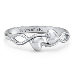 Engravable Initial Heart and Infinity Ring