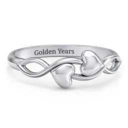 Engravable Initial Heart and Infinity Ring